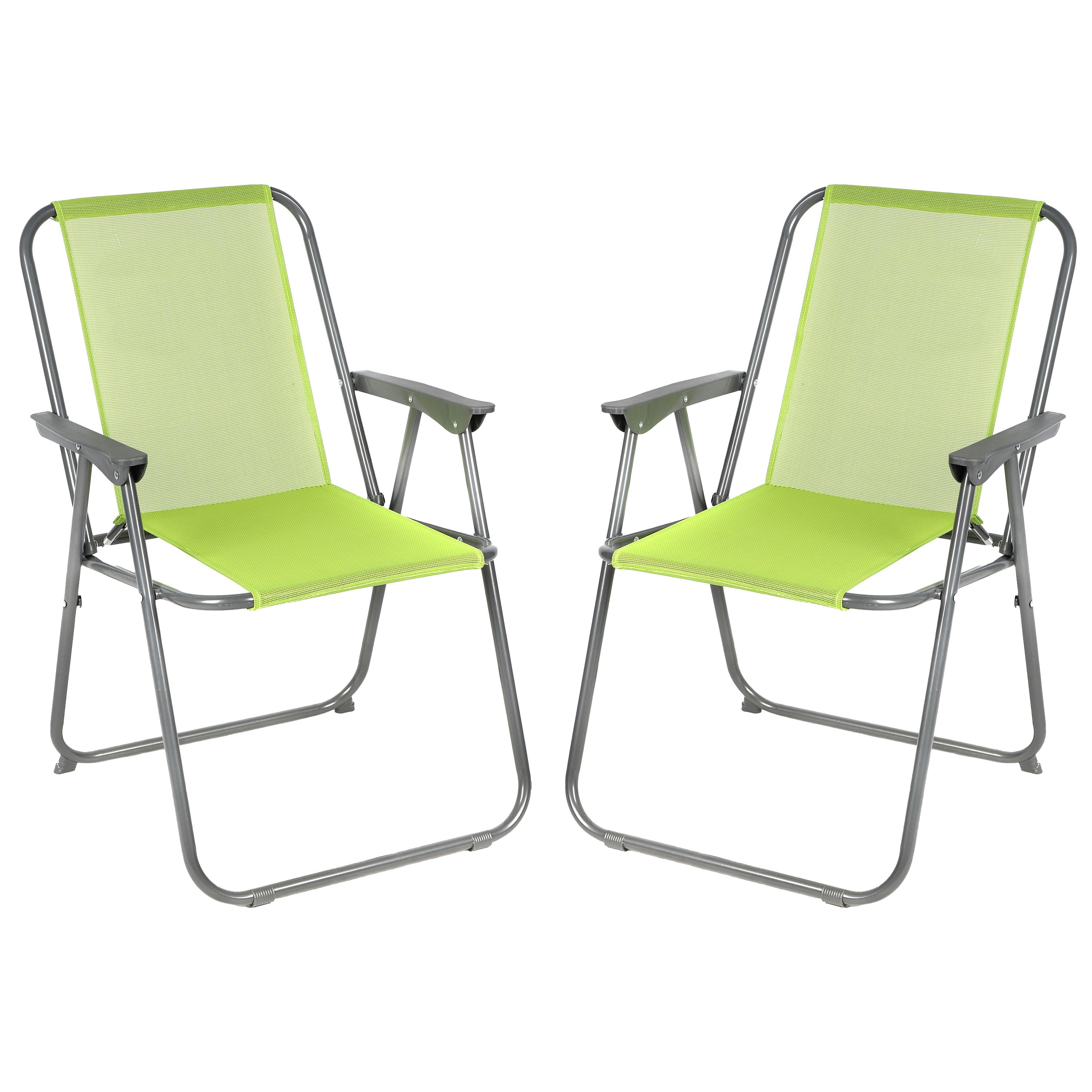 Sunnydays Picnic camping/strand stoel - 2x - aluminium - inklapbaar - groen - L53 x B55 x H75 cm Top Merken Winkel